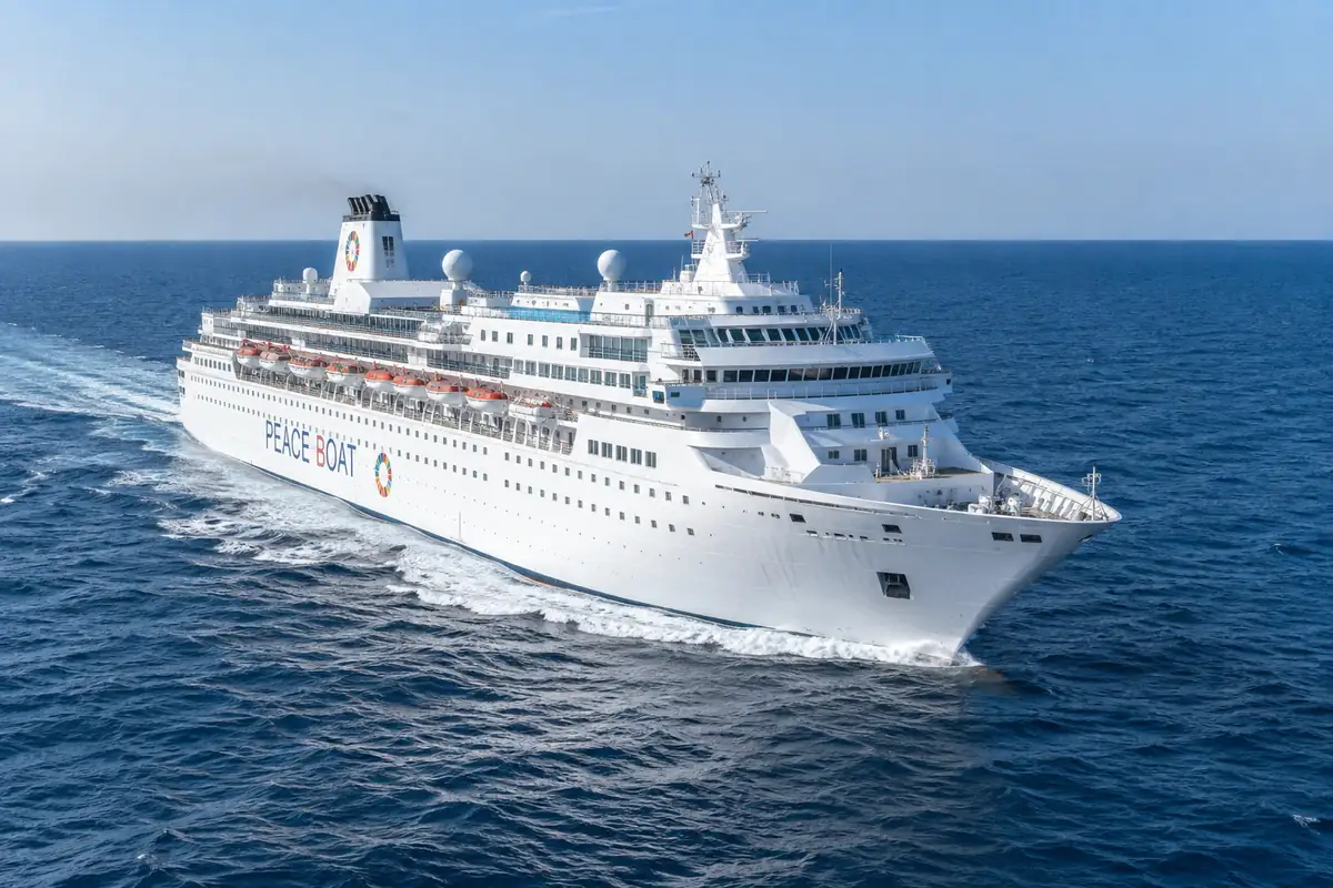Peace Boat cruise ship sailing in South America